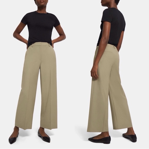 Theory Relaxed Pants in Stretch Wool Soft Sage - Picture 2 of 11